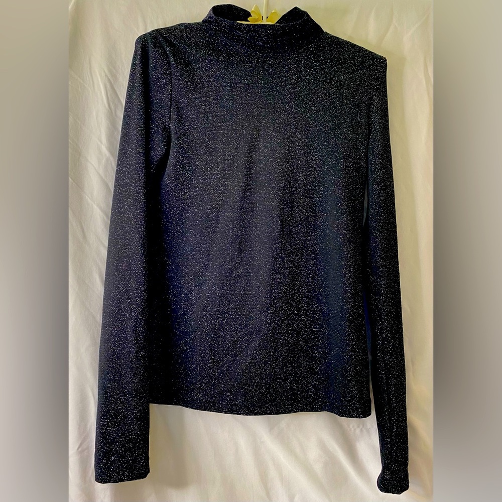Never Worn long sleeve black shiny shirt